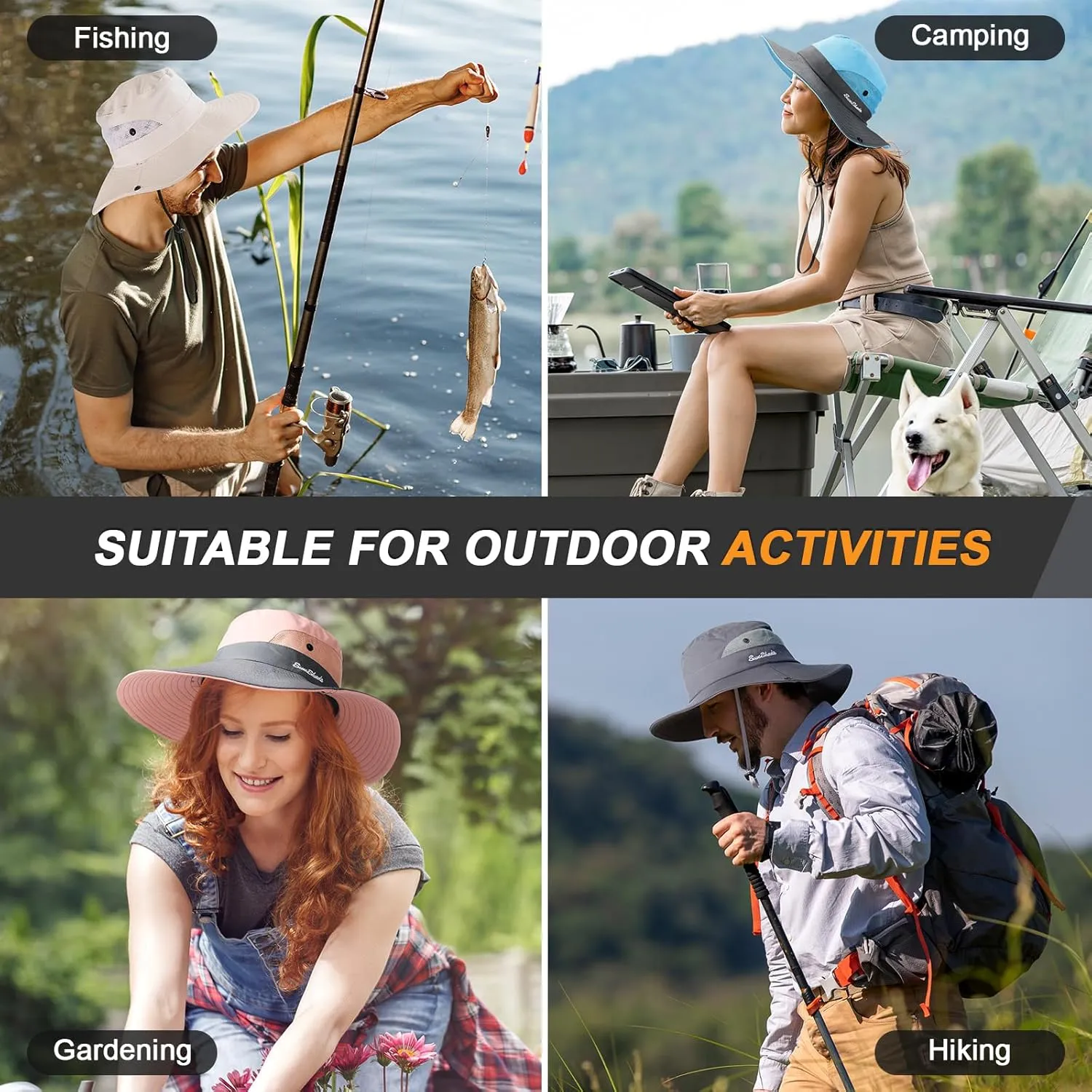 Womens Sun Hat - Sun Hats for Women with Ponytail Hole, Foldable Wide Brim Cooling Mesh Beach Fishing Hat for Outdoor