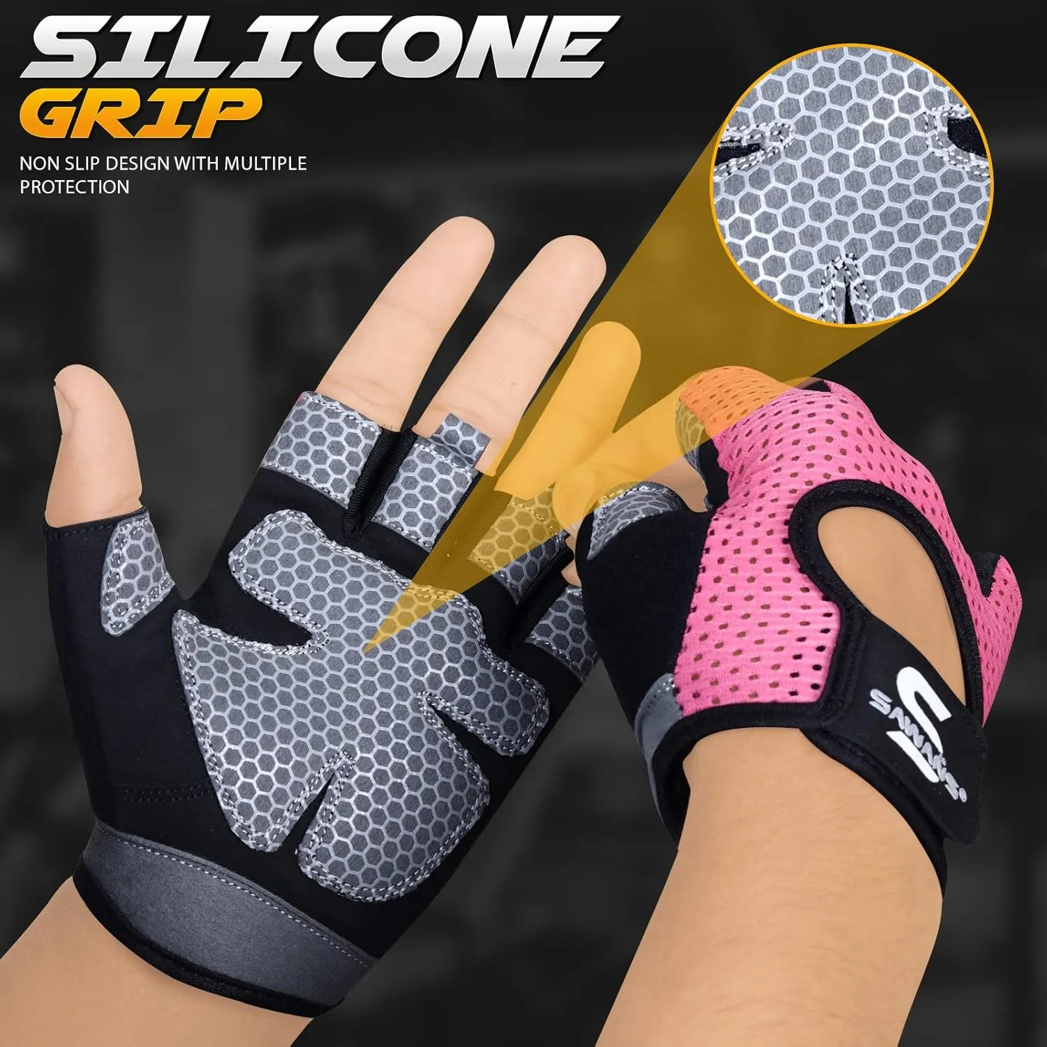Workout Gloves for Men and Women Weight Lifting Gloves Gym Fitness Exercise Cycling Pull ups Microfiber Lightweight Breathable Non-Slip Silicone Padded Palm Grip Protection