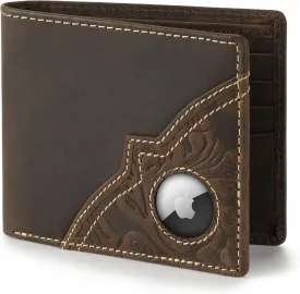 Wrangler Men's Wallet with AirTag Holder, Slim RFID Blocking, Genuine Leather, 11-22 Card Bifold