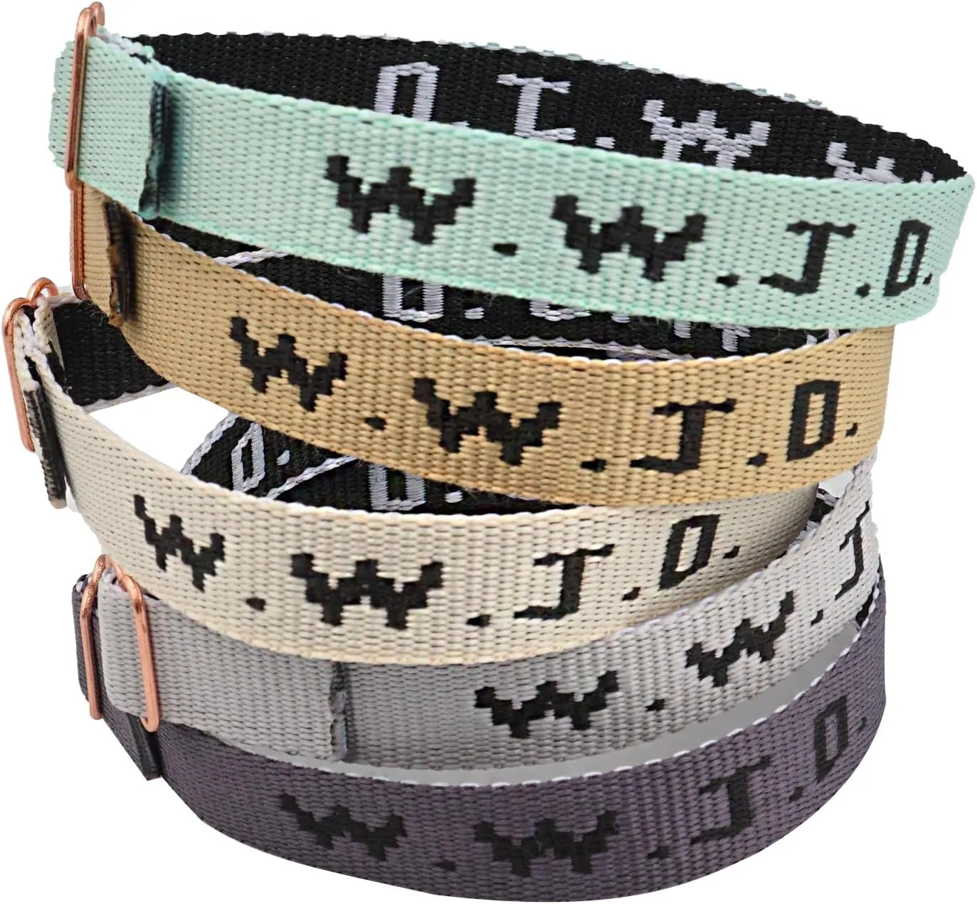WWJD Bracelets Set, 5 Piece, Webbing What Would Jesus Do Bracelets Christian Handmade Colorful Adjustable Religious Woven Wristbands for Fundraisers