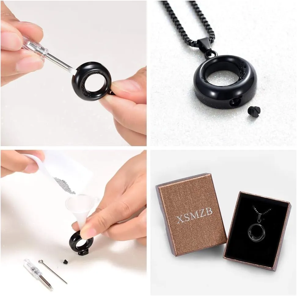 XSMZB Circle of Life Urn Necklace for Ashes Stainless Steel Eternity Keepsake Memorial Cremation Jewelry for Ashes Pendant Locket