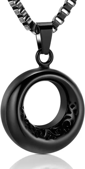 XSMZB Circle of Life Urn Necklace for Ashes Stainless Steel Eternity Keepsake Memorial Cremation Jewelry for Ashes Pendant Locket