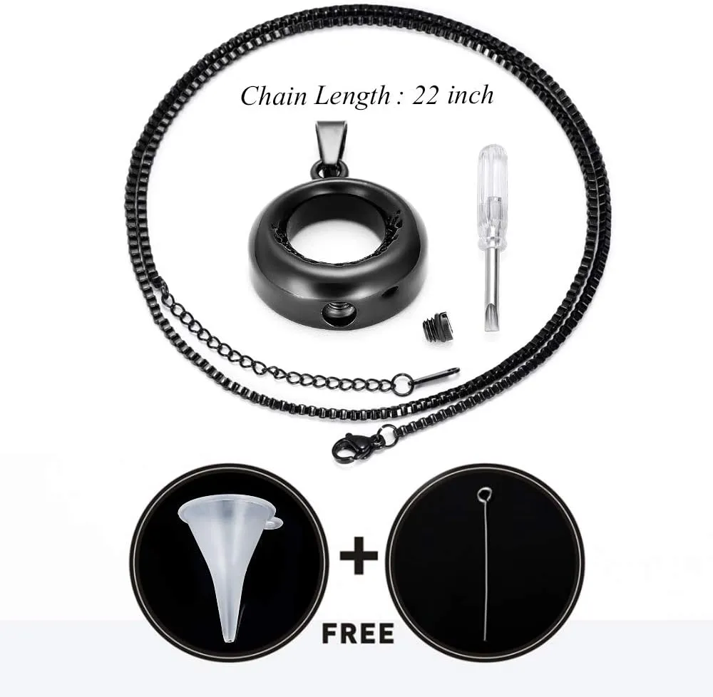 XSMZB Circle of Life Urn Necklace for Ashes Stainless Steel Eternity Keepsake Memorial Cremation Jewelry for Ashes Pendant Locket