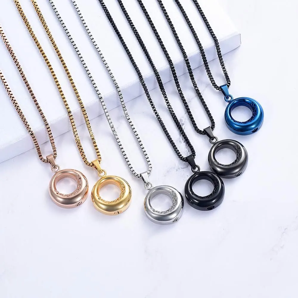 XSMZB Circle of Life Urn Necklace for Ashes Stainless Steel Eternity Keepsake Memorial Cremation Jewelry for Ashes Pendant Locket