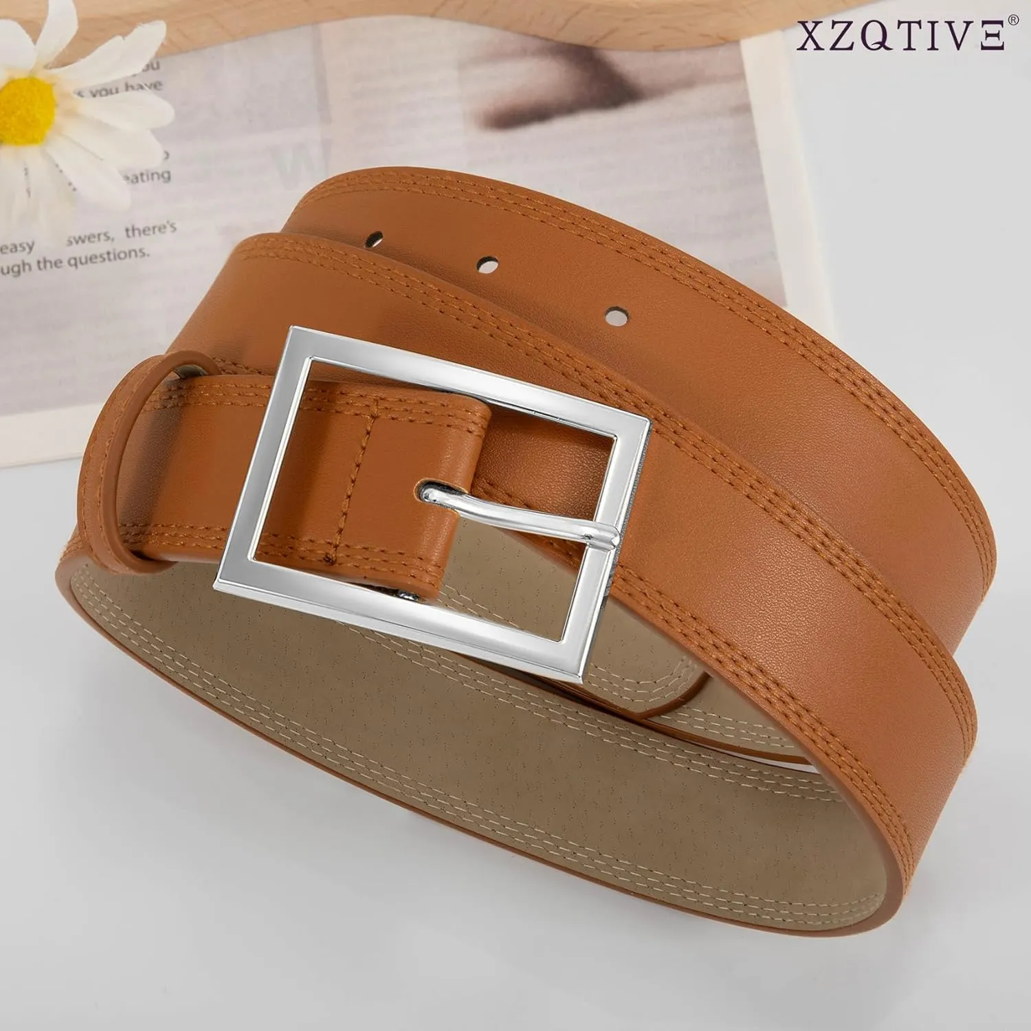 XZQTIVE Women Leather Belts for Jeans Pants Dresses Fashion Waist Belt for Women with Pin Buckle