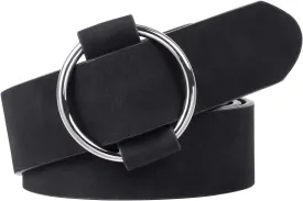 XZQTIVE Women Suede Belt Fashion Leather Belts With Silver Buckle Ladies Waist Belt For Jean Pant