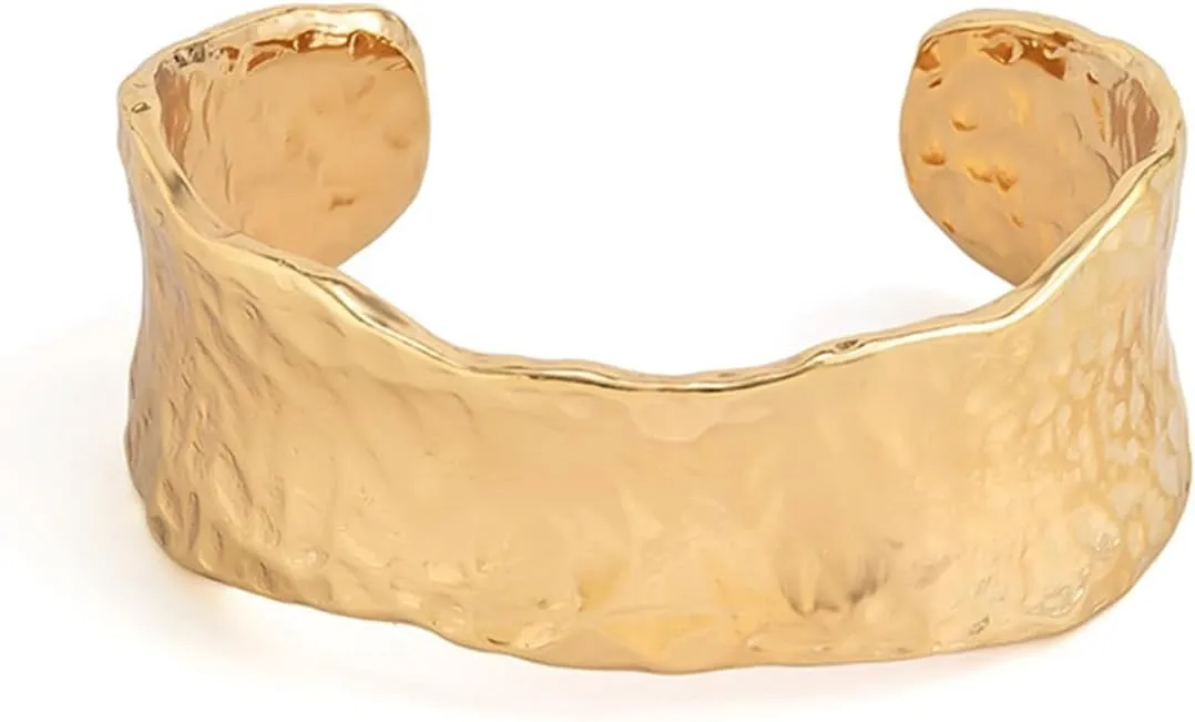 YBMYCM Chunky Gold Silver Cuff Bracelet for Women Hammered Irregular Cuff Bracelet Adjustable Wrist Cuff Open Bangle Bracelet Fashion Costume Jewelry