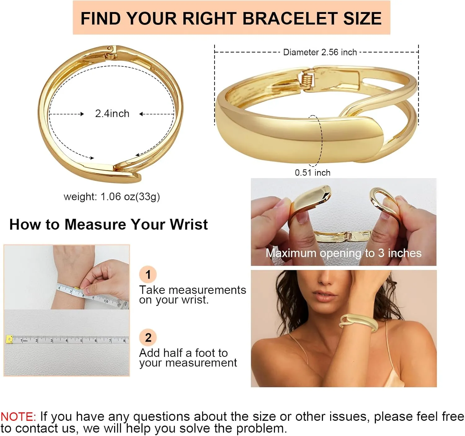 YBMYCM Wide Cuff Chunky Gold Bracelets for Women Hinged Open Cuff Bangles Wrist Cuff Bracelets for Women as Gifts