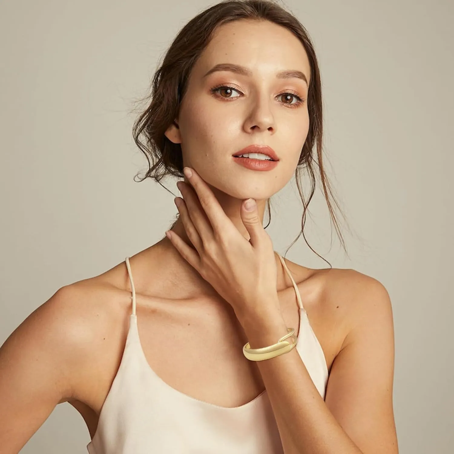 YBMYCM Wide Cuff Chunky Gold Bracelets for Women Hinged Open Cuff Bangles Wrist Cuff Bracelets for Women as Gifts