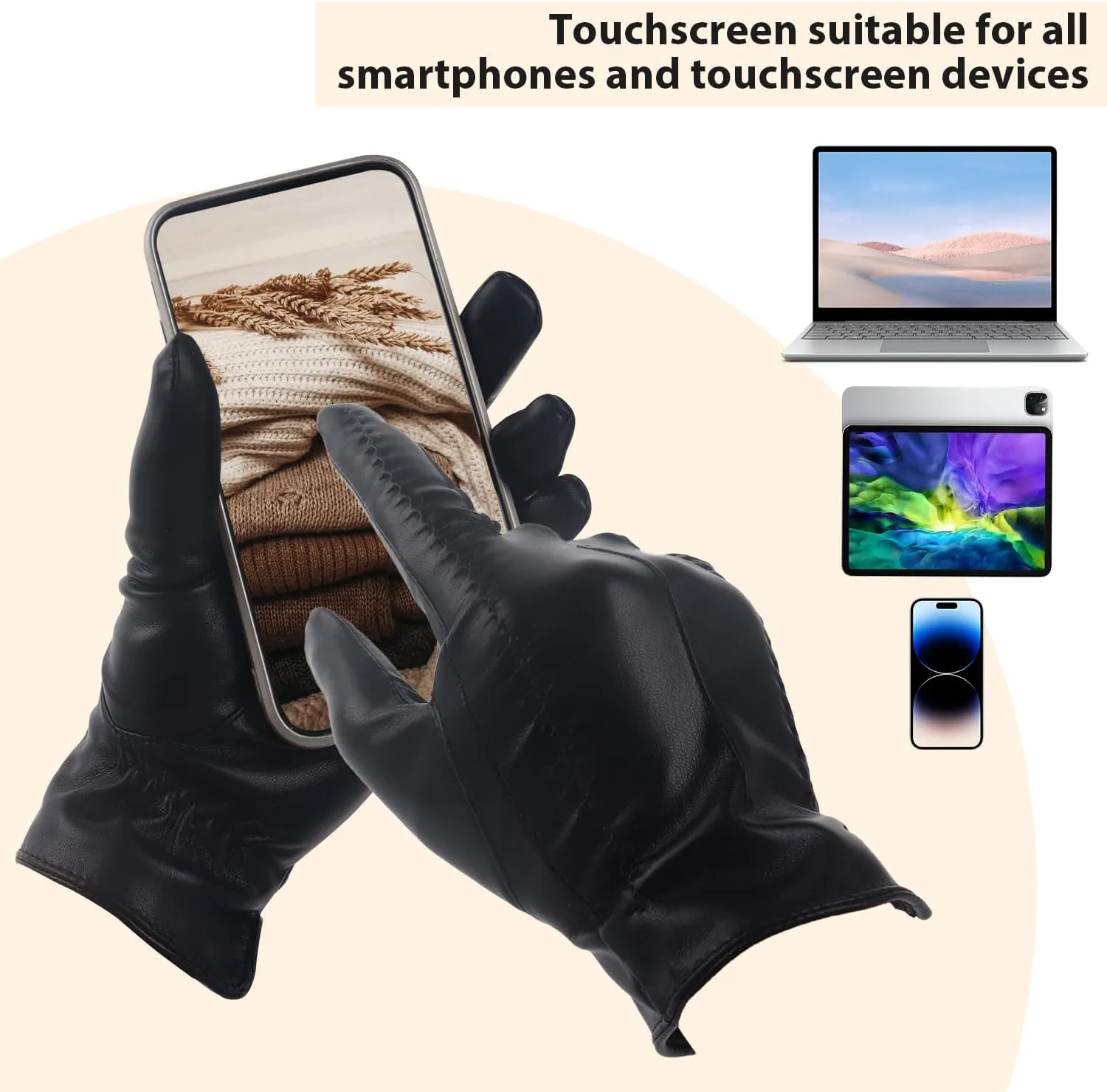 Yicorgard Women's Winter Driving Gloves - PU Leather Touchscreen With Warm Fleece Lining for Motorcycle