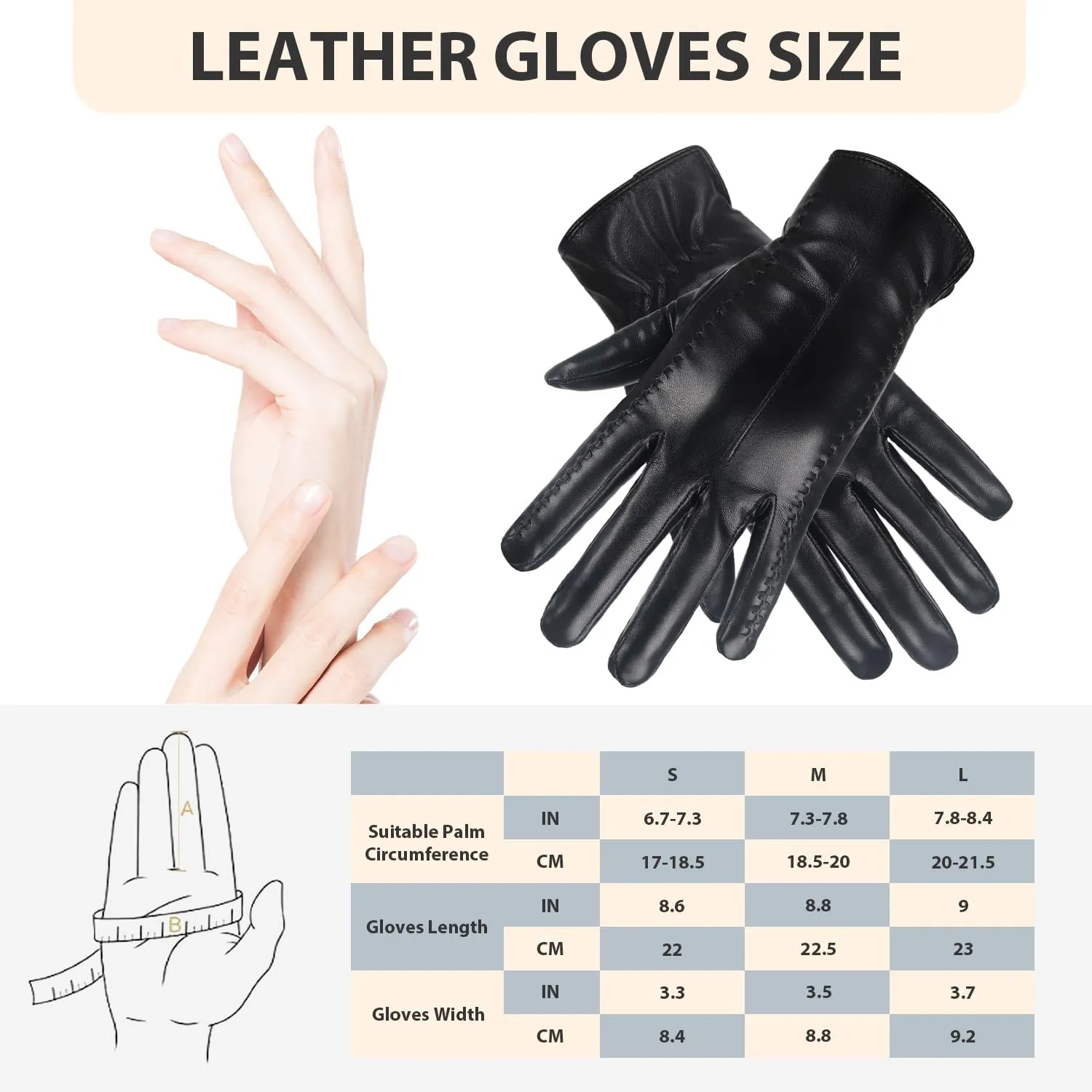 Yicorgard Women's Winter Driving Gloves - PU Leather Touchscreen With Warm Fleece Lining for Motorcycle