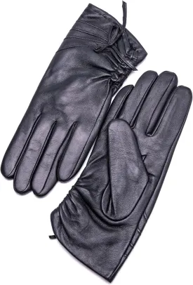 YISEVEN Women's Sheepskin Winter Driving Genuine Leather Gloves Lace Bow
