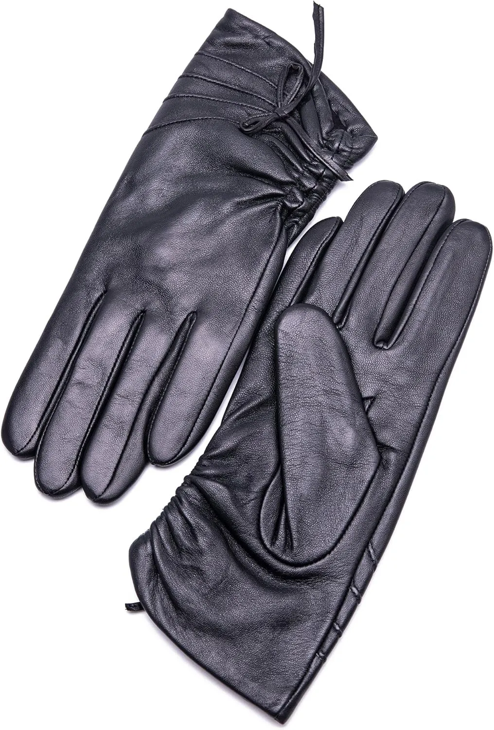 YISEVEN Women's Sheepskin Winter Driving Genuine Leather Gloves Lace Bow