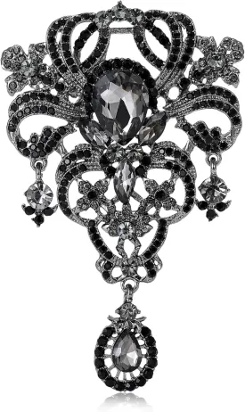 YOQUCOL Retro Austrian Crystal Big Brooch Pin for Women Large Flower Shape Brooches Lapel Pins for Sweater,Coat Dress Accessories