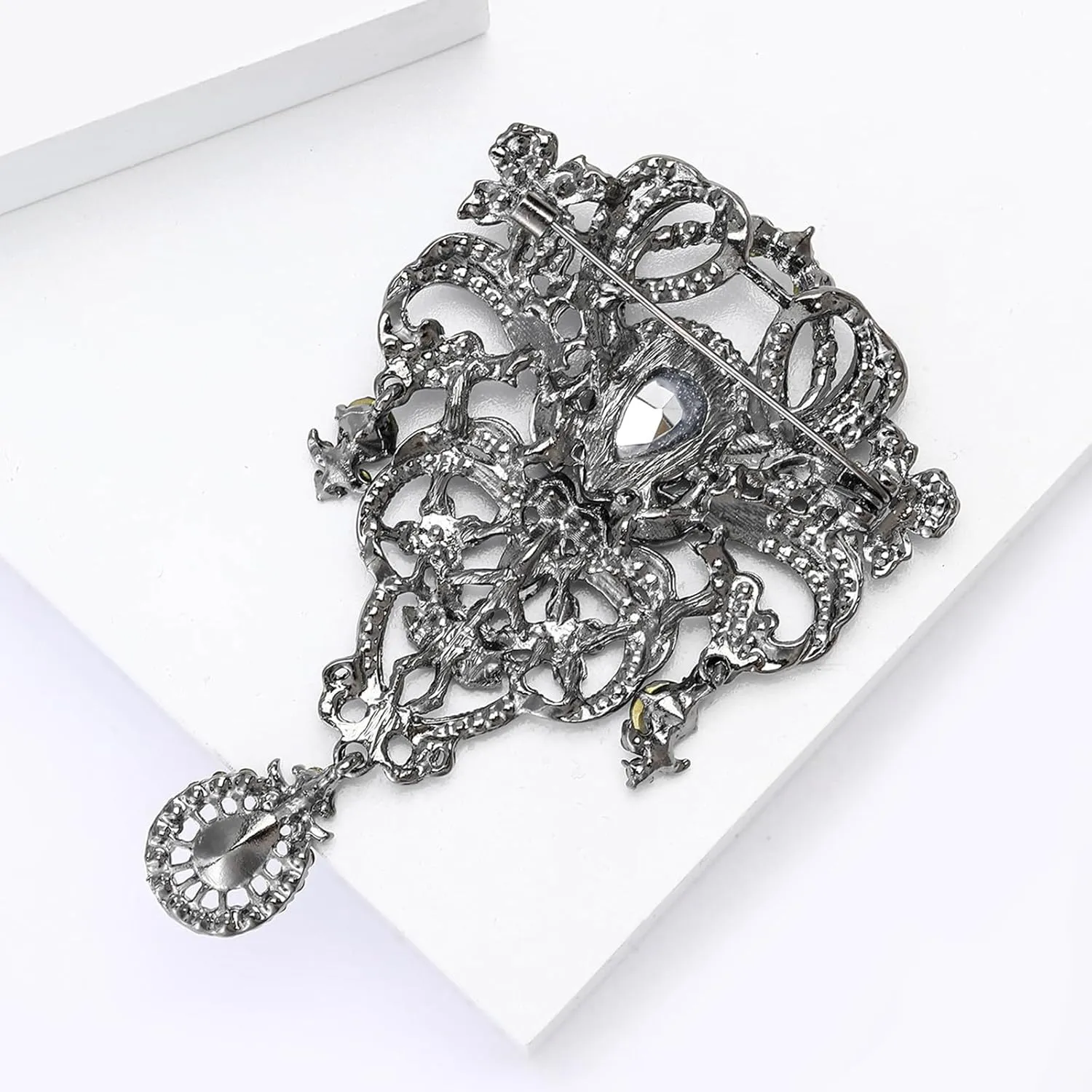 YOQUCOL Retro Austrian Crystal Big Brooch Pin for Women Large Flower Shape Brooches Lapel Pins for Sweater,Coat Dress Accessories