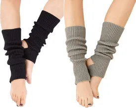 YUANQIAN Women Winter Extra Soft Long Legwarmer Warmer Knitted Stirrup Leg Warmers for Yoga Ballet Dance