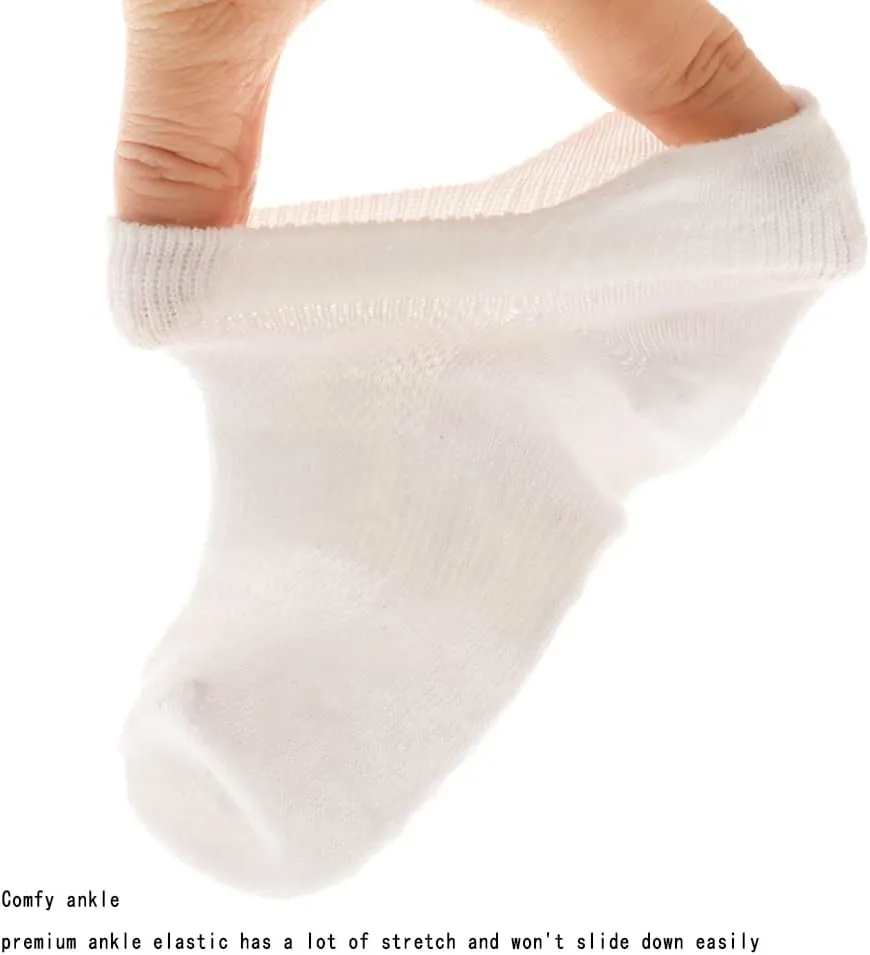 Zumou Toddler Non Slip Socks No Show Anti Skid Ankle With Grips 12 Pairs for Kids Little Girls Boys