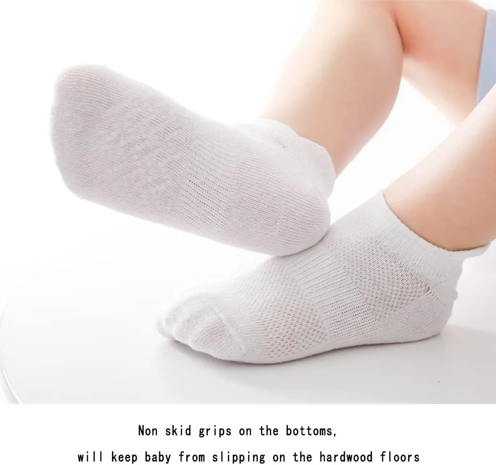 Zumou Toddler Non Slip Socks No Show Anti Skid Ankle With Grips 12 Pairs for Kids Little Girls Boys