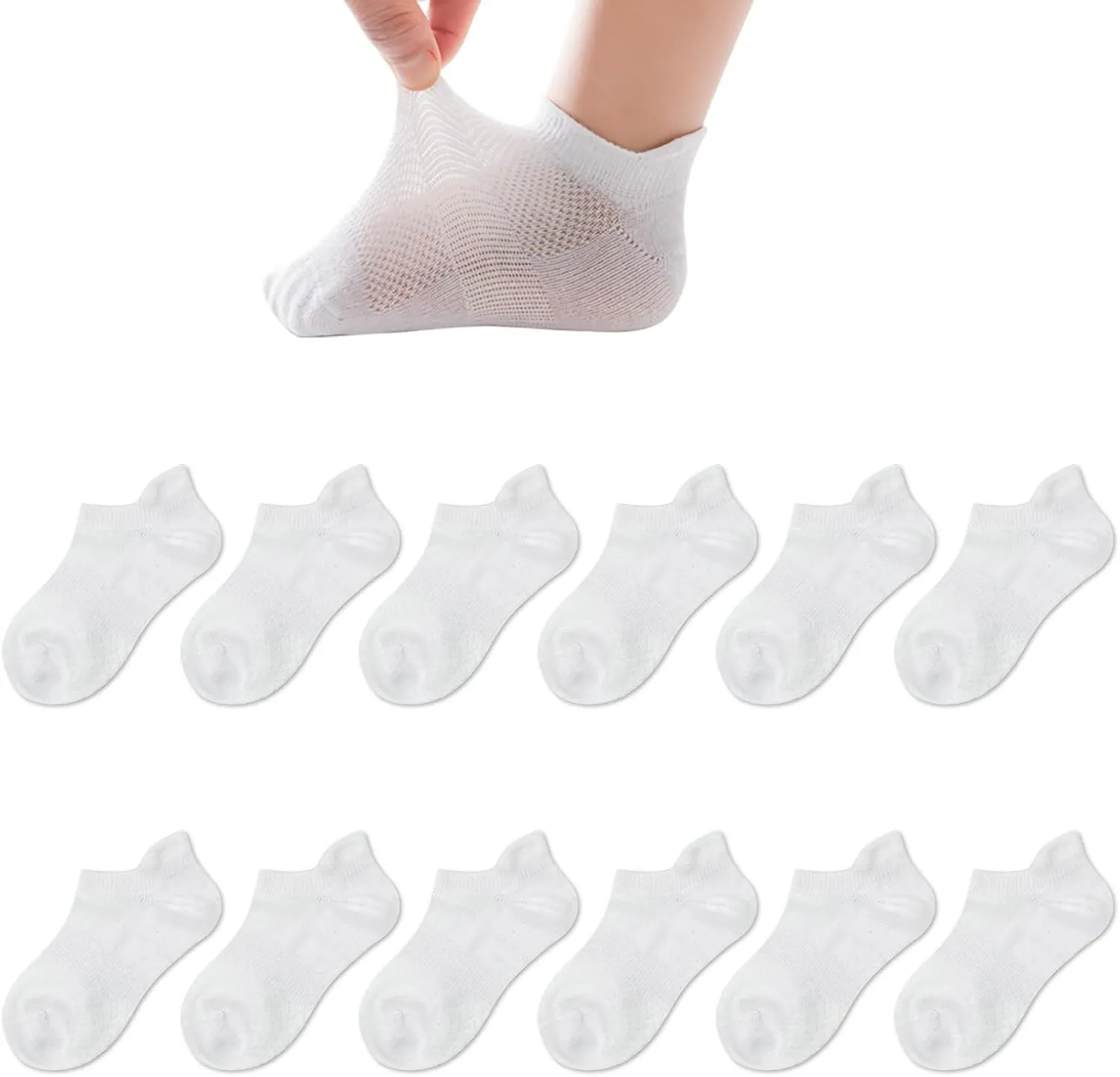 Zumou Toddler Non Slip Socks No Show Anti Skid Ankle With Grips 12 Pairs for Kids Little Girls Boys