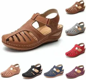 ZWRXW Closed Toe Sandals Women with Arch Support Adjustable Ankle Strap Non-Slip Sandals Dressy Summer Hollow Out Wedge Sandal Travel Vacation Beach Shoes Orthopedic Wedges Shoes